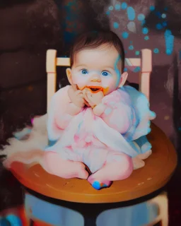 a baby in a colorful setting, disney style