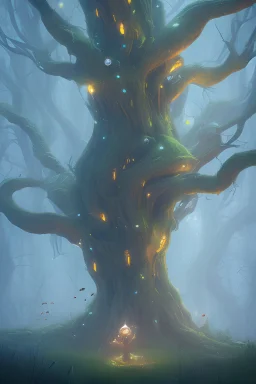 Enchanting and scary trees with enticing glowing creatures