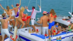 rowdy drinking party on yacht