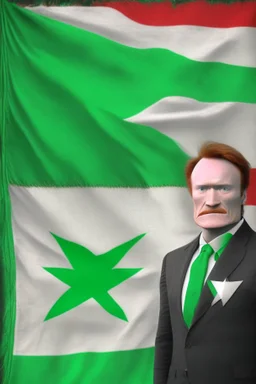 Conan O'Brien "Esperanto flag in background". Green-flag-with-white-star. Green flag in background