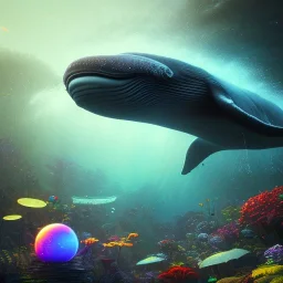 Nature, whale, on color lights, night, unreal 5, octane render, cinema4d, redshift render, hyper realistic, cenematic, vibrancy, synthwave, retouch, centered, dynamic lighting, dramatic lighting, 4k, highly detailed, attractive beautiful, realistic, virtual reality, epic composition, holographic,