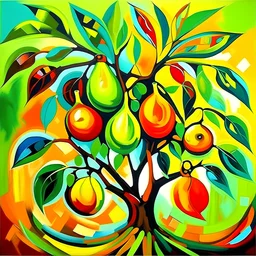 abstrakt målning papayaträd