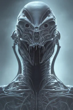 evil predator, alien, brutal face, tron, head, bitcoin eyes, 8k, finely detailed, dark light, photo realistic, hr giger, cyberpunk