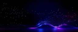 Digital purple particles wave and light abstract background with shining dots stars.