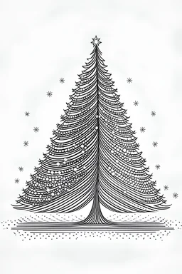 christmas tree line art white background with space