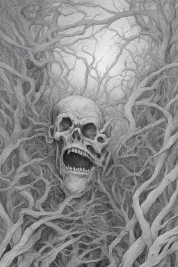 Nightmare in my mind, evil in many faces, Busch painting nightmare, thin line draw