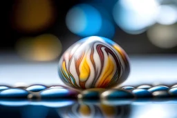 Please artistic photograph of an inverted, distorted porcelain bead in a hot tub. Create a close-up, foggy, chromatic technicolor, and dreamlike atmosphere. Consider using lenses like sigma 85mm f/1.4, 15mm, or 35mm. Opt for high resolution (e.g., 4k, 8k, HD). Experiment with smears of primary color on the film. Thanks.