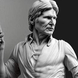 Greek white marble stature of harrison ford, full body, photo realistic, hight definition, 8k