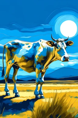 una vaca en la llanura pamapeana argentina brillante al estilo de van gogh