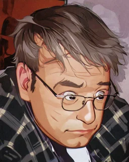 this man wearing glasses and nose oxigen line in an animation style