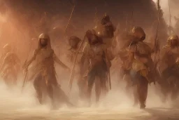 An ancient Egyptian army in front of the sea , cinematic, 8k, resolution concept art portrait by Greg Rutkowski, Artgerm, WLOP, Alphonse Mucha dynamic lighting hyperdetailed intricately detailed