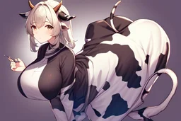 Girl, cow tail, cow horns