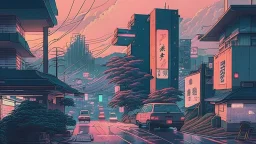 soothing 80s Japanese city ,
