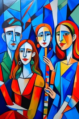 picasso style cubism 5 people