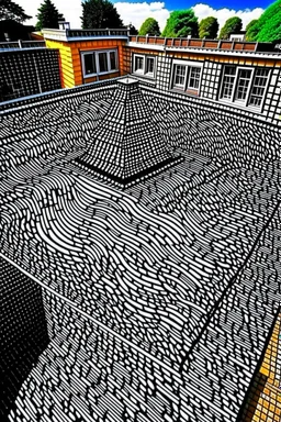 The Roof is on Fire; street art; optical art; m. c. escher; black sharpie