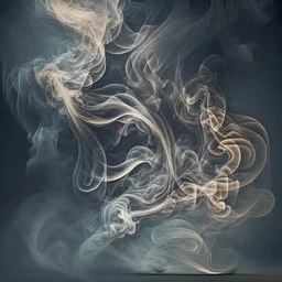 Create an artwork where wisps of smoke gracefully intertwine, forming organic patterns that traverse the canvas