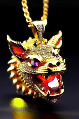 A big pendant for a gold chain, iced out pumba from the lion king with rubies as eyes, fangs in gold