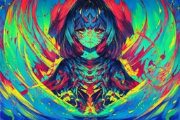 Abstract ….. painted with naive simple brushstrokes. Abstract expressionism, oil colors on canvas. . Splashes. Grunge. Intense colorful background. Disturbing, nostalgic. Scratches.