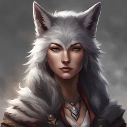 dnd, portrait of female wolf-human