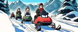 Snowmobile Adventure, a heartwarming classic, Alberta, Studio Ghibli anime style