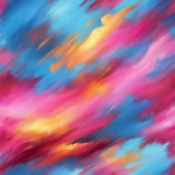 Hyper Realistic Sky-Blue, Pink, Golden, Maroon Multicolor Brush-Strokes with glowing-embers Background