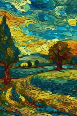 retrato de un paisaje estilo vang gogh
