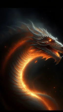 A big and brave dragon with fire in his mouth