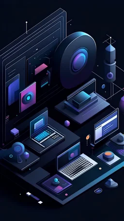 Generate unique and creative illustrations based on tech and objects that suits on both dark and light mode for my frontend developer portfolio