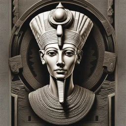 Illustrative sketch of Pharaoh Akhenaten, front view, ultra quality, hyper detailed, maximalist, 8k