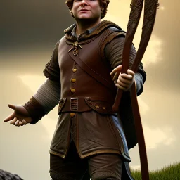 White Statue samwise gamgee, full body, Rome sculpture style, full body, details, fresco background, hyper realistic, 8k,