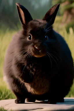 Movie poster for a Disney-Pixar film called "Boulder". It is about a thick black rabbit.
