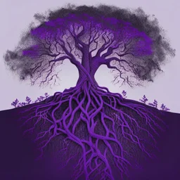 trees with roots connected purple