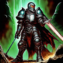 fantasy space knight 90's tcg art