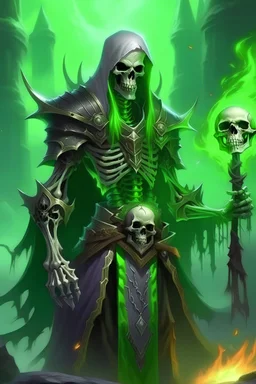 male undead skeleton warlock wow warcraft world affliction corruption soul chaos succubus destruction demonology agony lich green flame