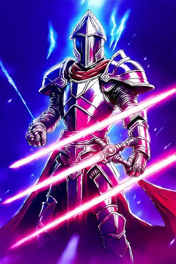 TCG fantasy artwork art of a heroic space knight with laser sword