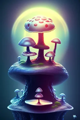 mushroom like people meditating, universe, symmetry,