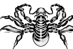 Detailed, inking illustration, realistic, symmetrical, poisonous scorpion.