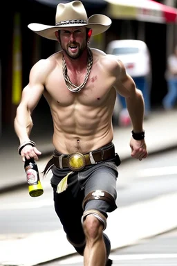 drunk runner without cloth cowboy