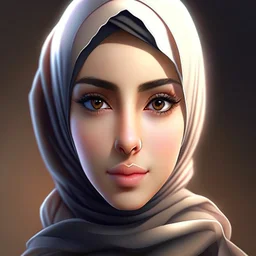 3d anime Only the face Muslim Pretty impressive women,Portrait image,professional look