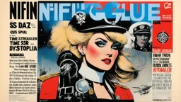 NIFFIN’ GLUE magazine #871 (13 Vroker 34) high res photo cover by Ralph Steadman: special 'nazis SS dystopia for her' issue; guest star : Barbarella as a time traveler in military uniform