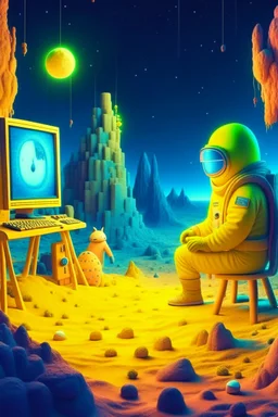 beeple satoshi nakamoto THE ONLY LIMIT IS YOUR IMAGINATION in the sandbox with bucket and spade and bitcoins fighting aliens cyborgs and penguins and punks