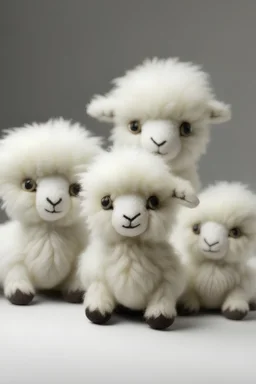 cute three headed hydra with a single body that is fluffy and alpaca heads with white color
