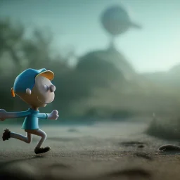 Mr. Peanuts running away from an alien spaceship