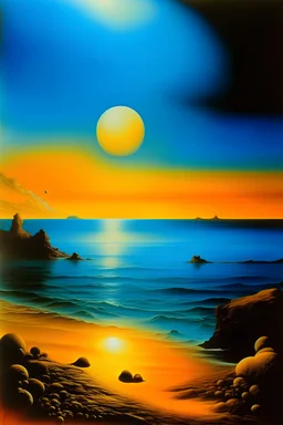 sun set in blue sea by Dali.