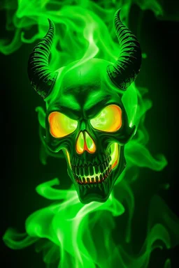 demonic skull in green fire