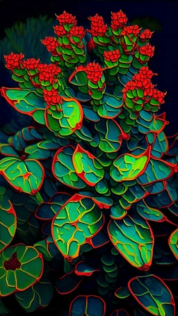 plano detalle de una Euphorbia pulcherrima al estilo de van gogh