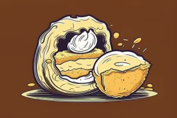 deep fried cheesecake bite, with a bite taken out clean vector style, bold outline