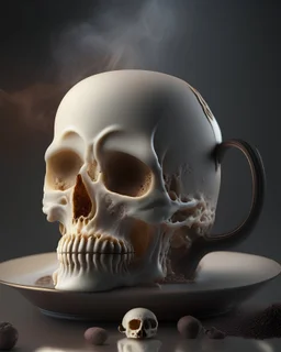photoreal gorgeous deliscious skull made from butter cream and hot chocolate by lee jeffries, 8k, high detail, smooth render, unreal engine 5, cinema 4d, HDR, dust effect, vivid colors