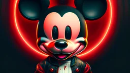 zombie mickey mouse hybrid, photorealism, movie screen capture, horror, sci-fi, retrofuturism,