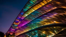 914, delightful, sensitive, confident, iridescent double helix tower, delicate, nocturnal, architecture, award-winning photograph, beautiful composition, filled with beautiful detail, delicate colour, chiaroscuro